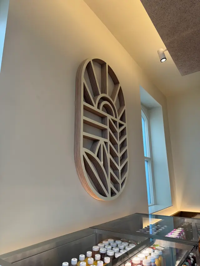 Plywood logo cut to shape